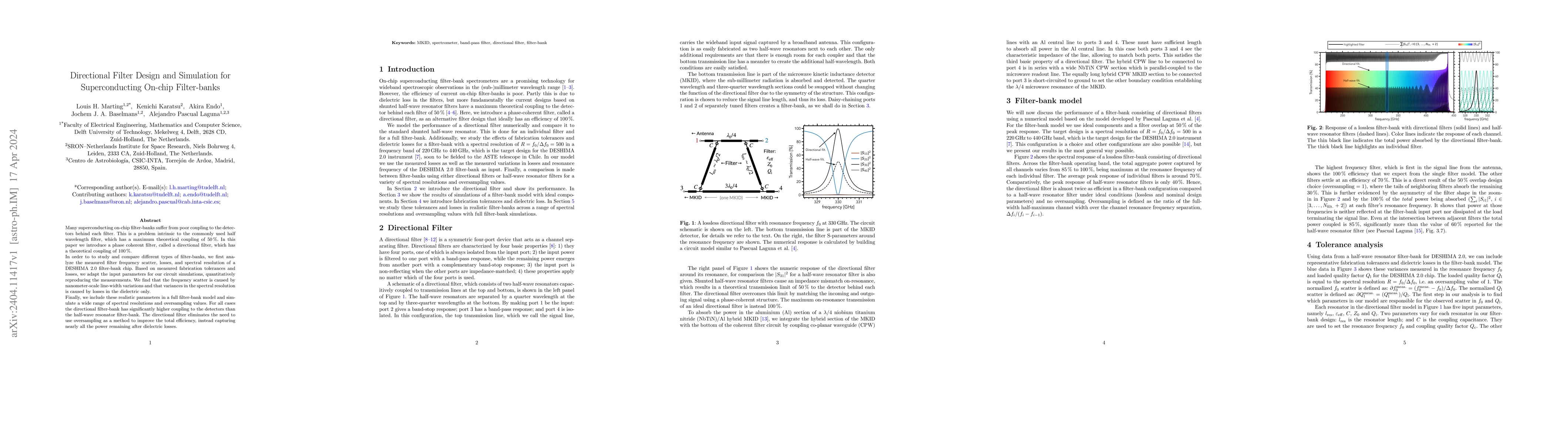Thumbnail for Directional Filter Design and Simulation for Superconducting On-chip
  Filter-banks