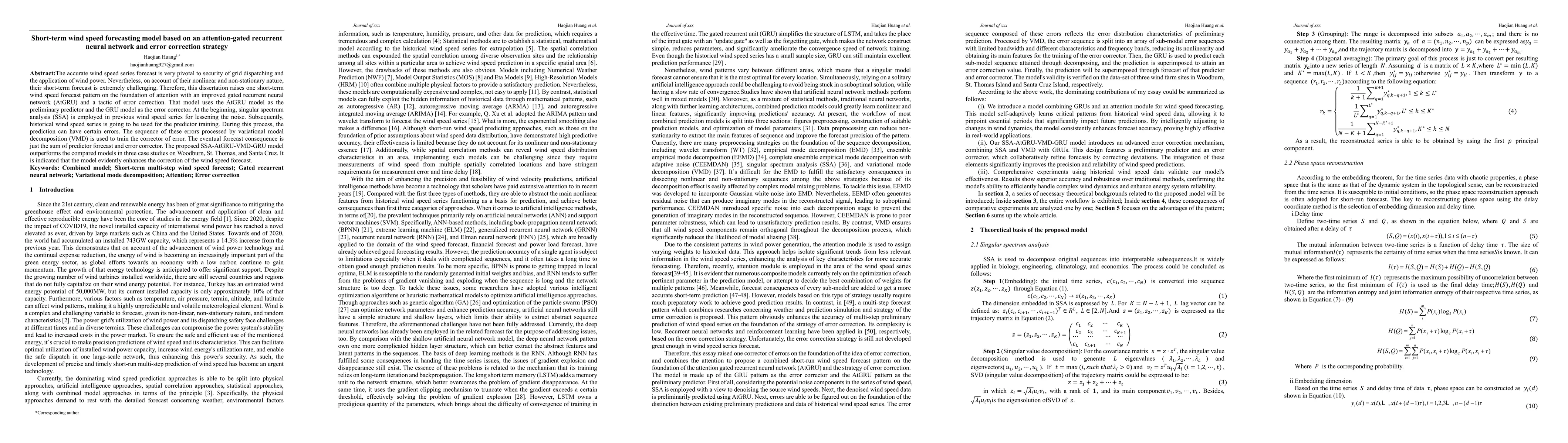 Thumbnail for Short-term wind speed forecasting model based on an attention-gated
  recurrent neural network and error correction strategy