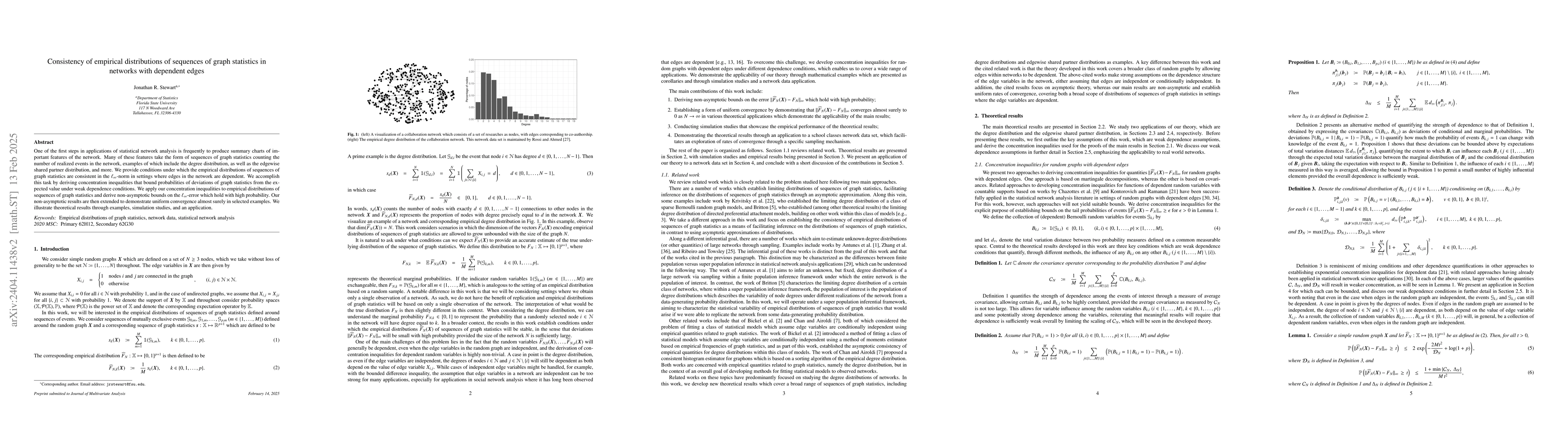 Thumbnail for Consistency of empirical distributions of sequences of graph statistics
  in networks with dependent edges