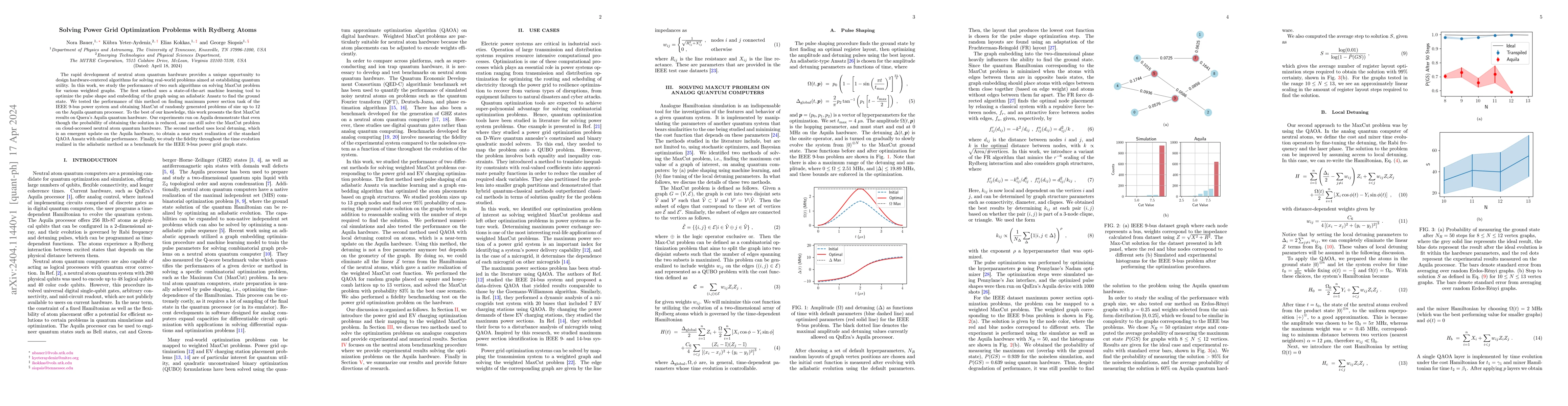 Thumbnail for Solving Power Grid Optimization Problems with Rydberg Atoms