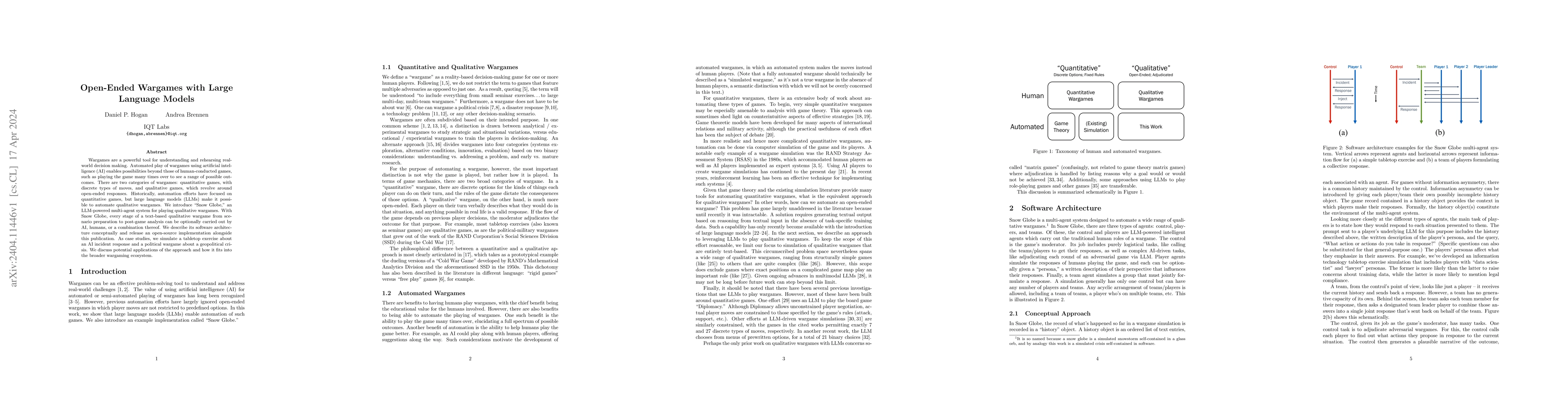 Thumbnail for Open-Ended Wargames with Large Language Models