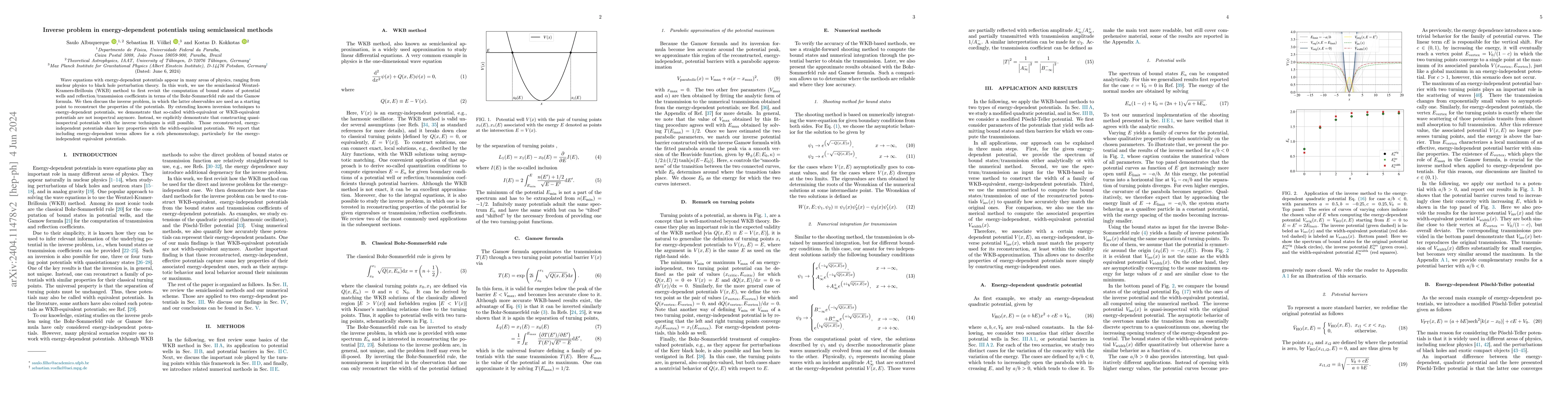Thumbnail for Inverse problem in energy-dependent potentials using semiclassical
  methods
