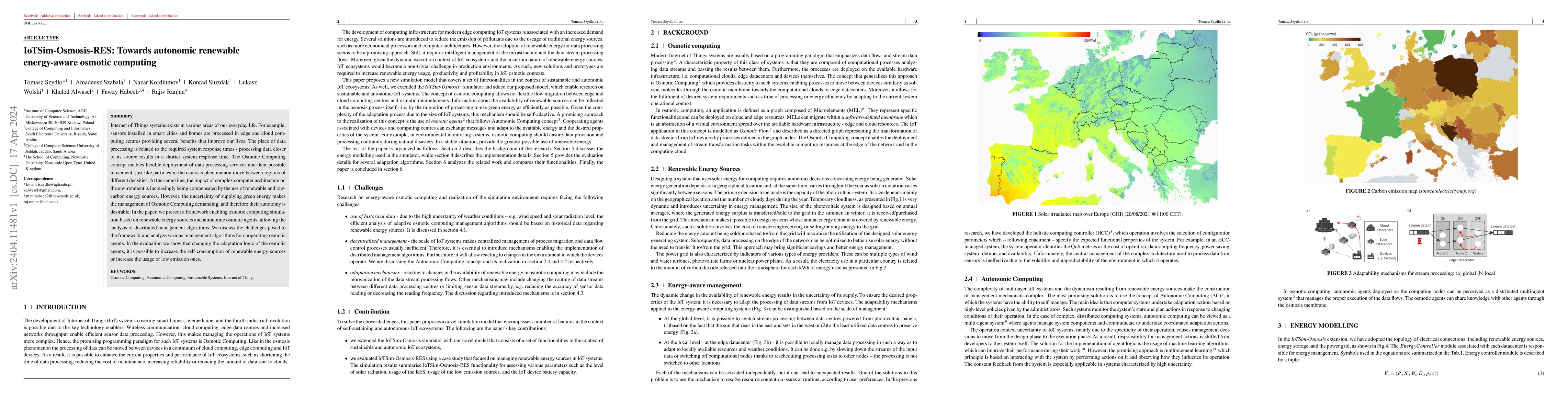 Thumbnail for IoTSim-Osmosis-RES: Towards autonomic renewable energy-aware osmotic
  computing