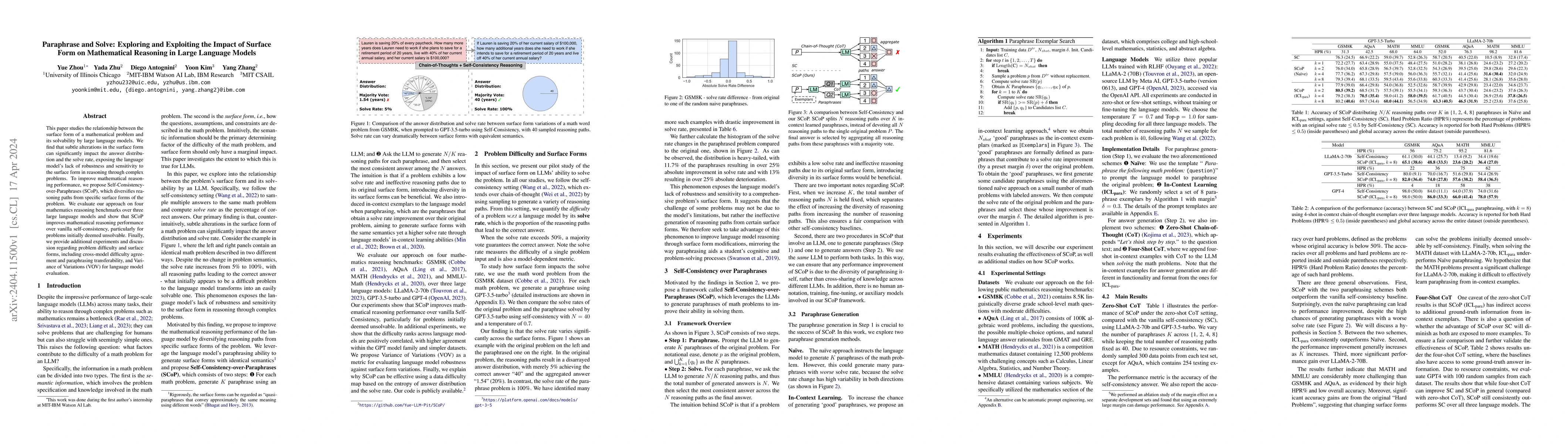 Thumbnail for Paraphrase and Solve: Exploring and Exploiting the Impact of Surface
  Form on Mathematical Reasoning in Large Language Models
