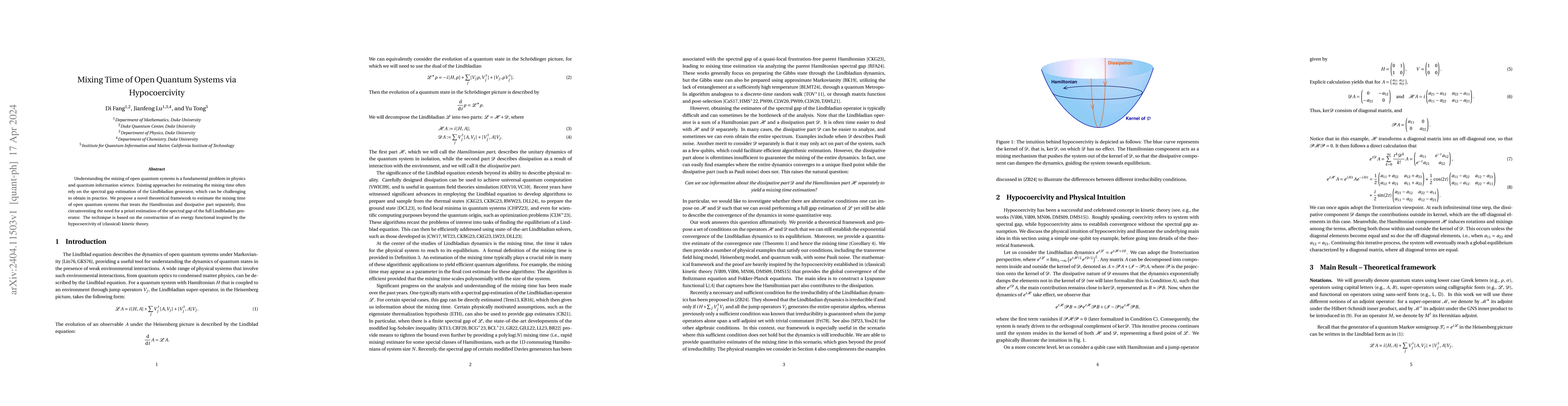 Thumbnail for Mixing Time of Open Quantum Systems via Hypocoercivity