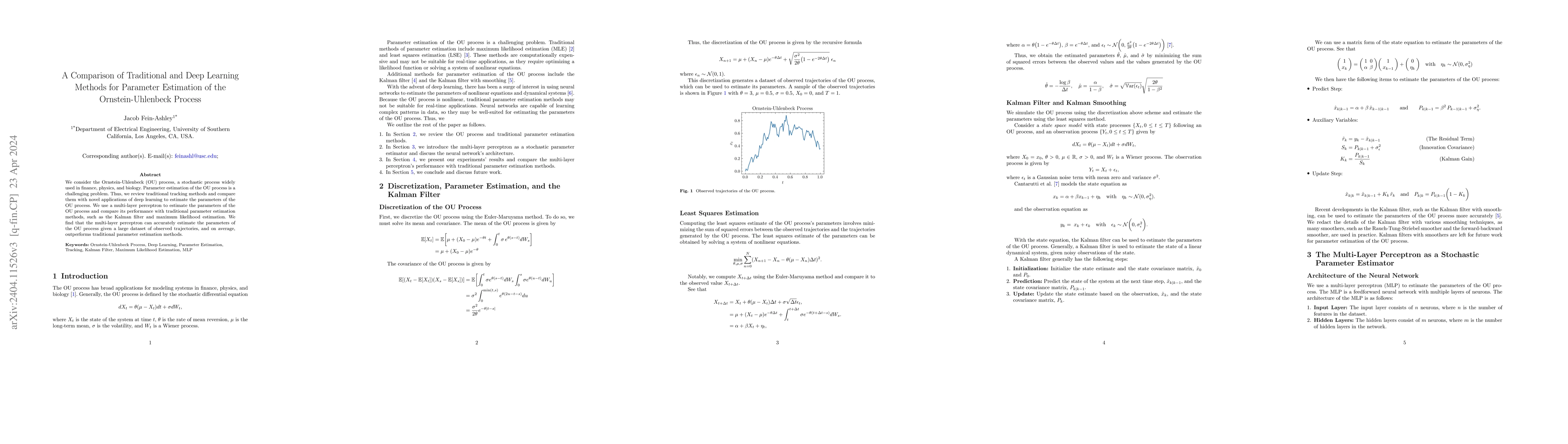 Thumbnail for A Comparison of Traditional and Deep Learning Methods for Parameter
  Estimation of the Ornstein-Uhlenbeck Process