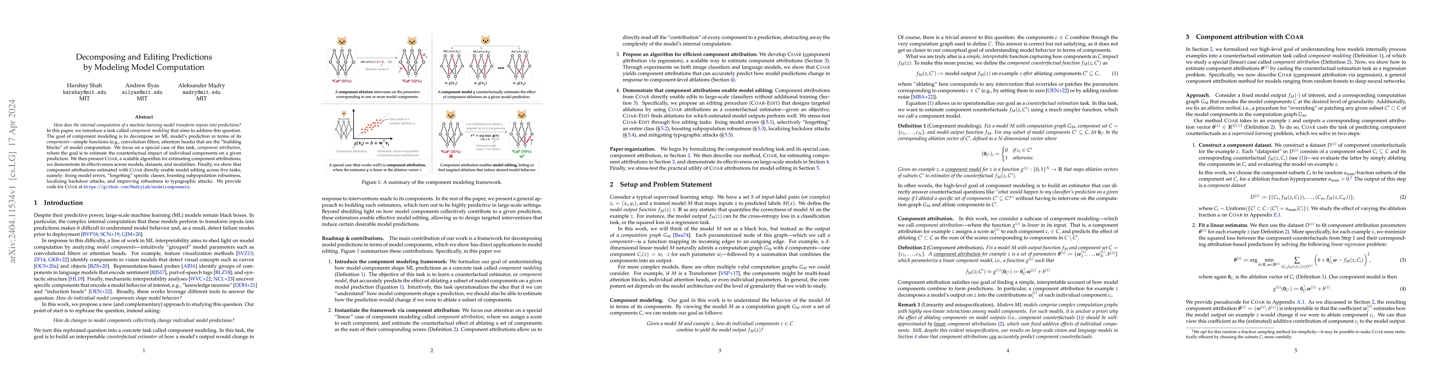 Thumbnail for Decomposing and Editing Predictions by Modeling Model Computation