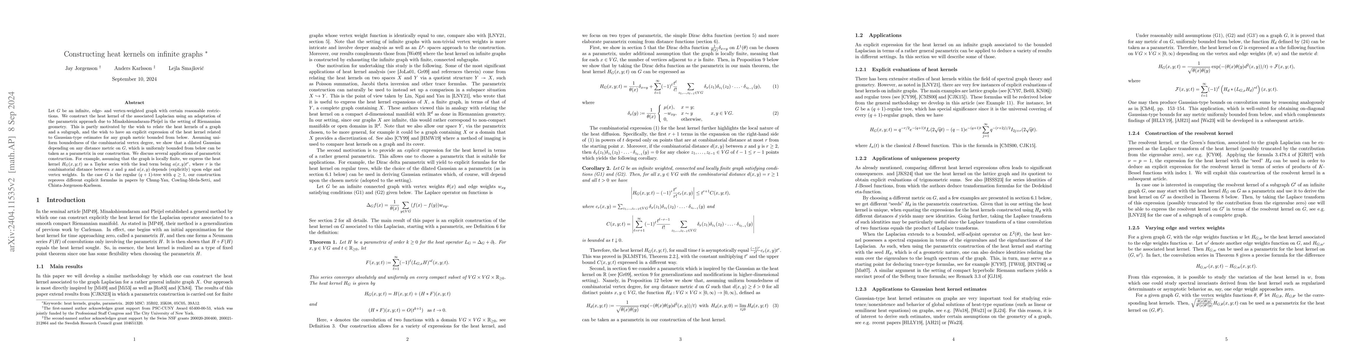 Thumbnail for Constructing heat kernels on infinite graphs