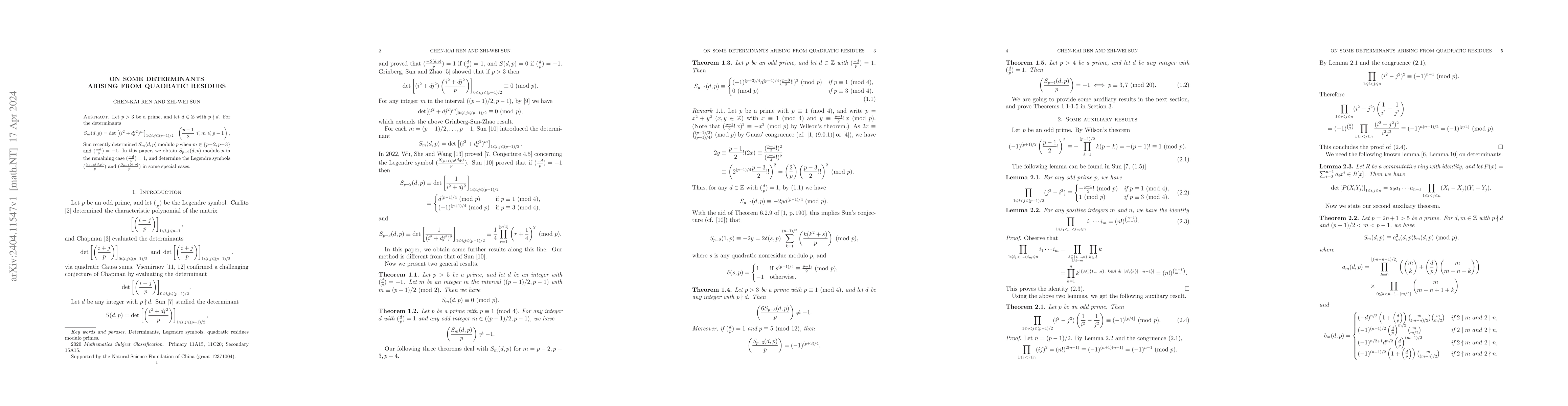 Thumbnail for On some determinants arising from quadratic residues