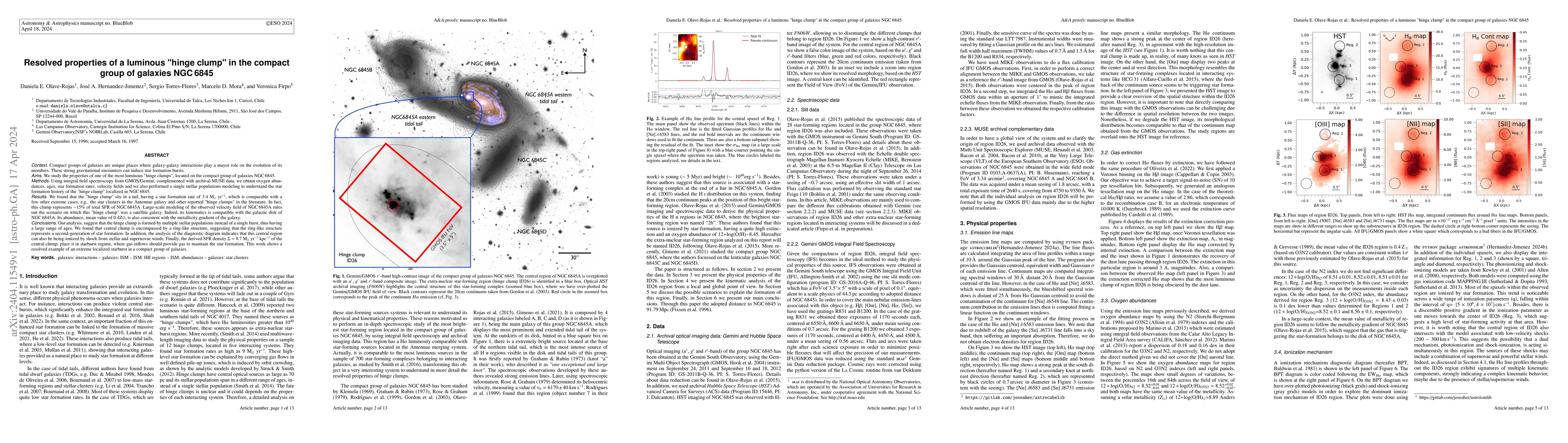 Thumbnail for Resolved properties of a luminous "hinge clump" in the compact group of
  galaxies NGC\,6845