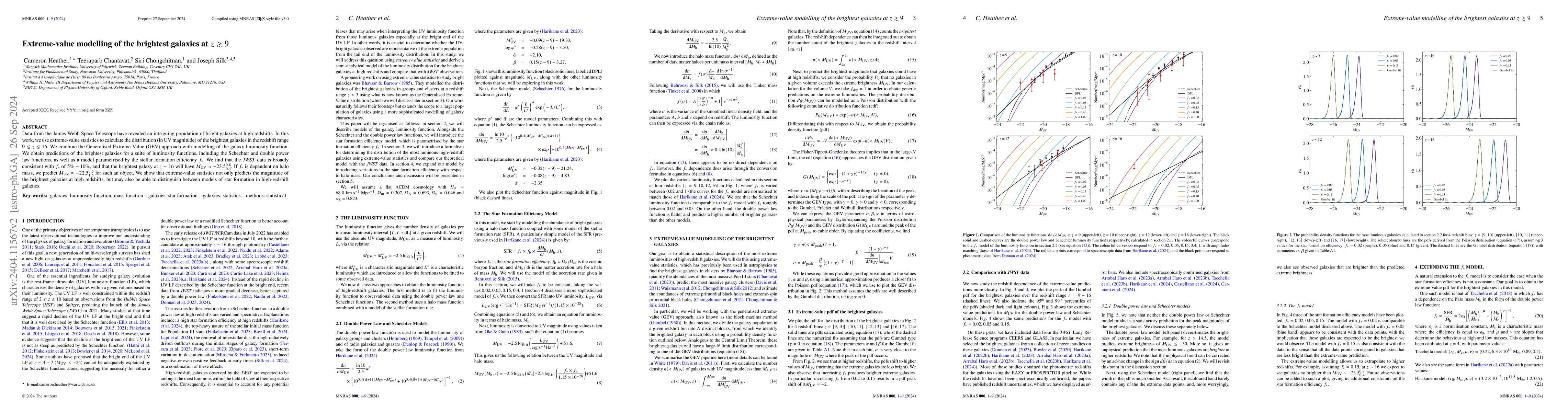 Thumbnail for Extreme-value modelling of the brightest galaxies at $z\gtrsim9$