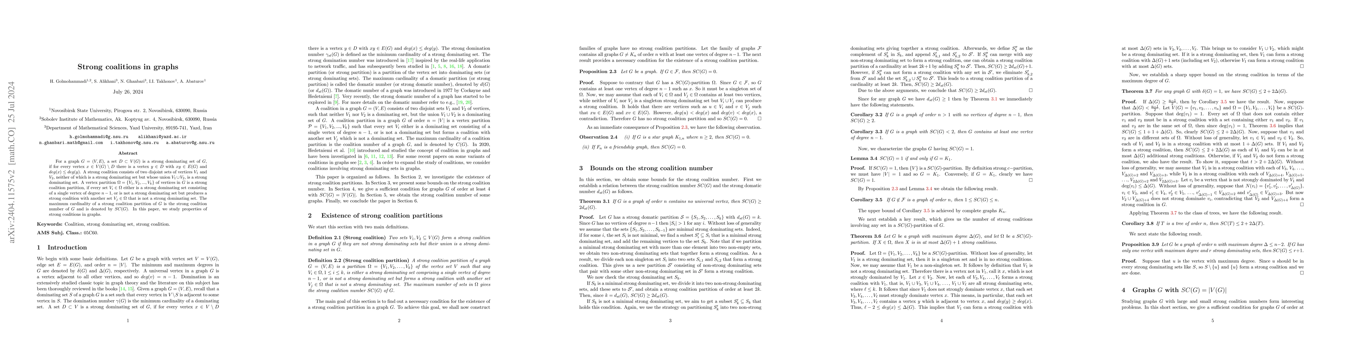 Thumbnail for Strong coalitions in graphs