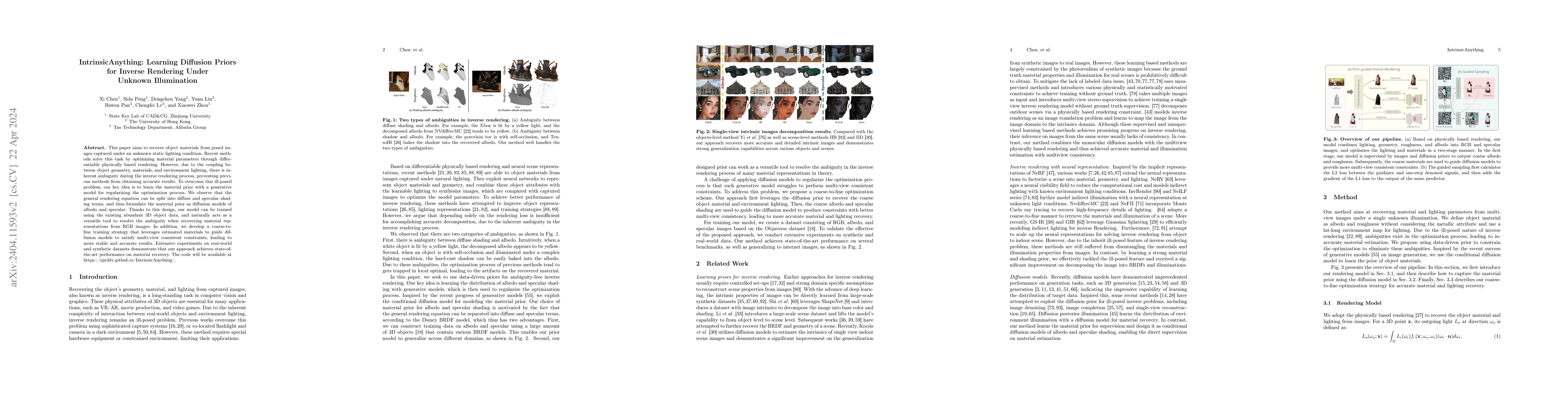 Thumbnail for IntrinsicAnything: Learning Diffusion Priors for Inverse Rendering Under
  Unknown Illumination