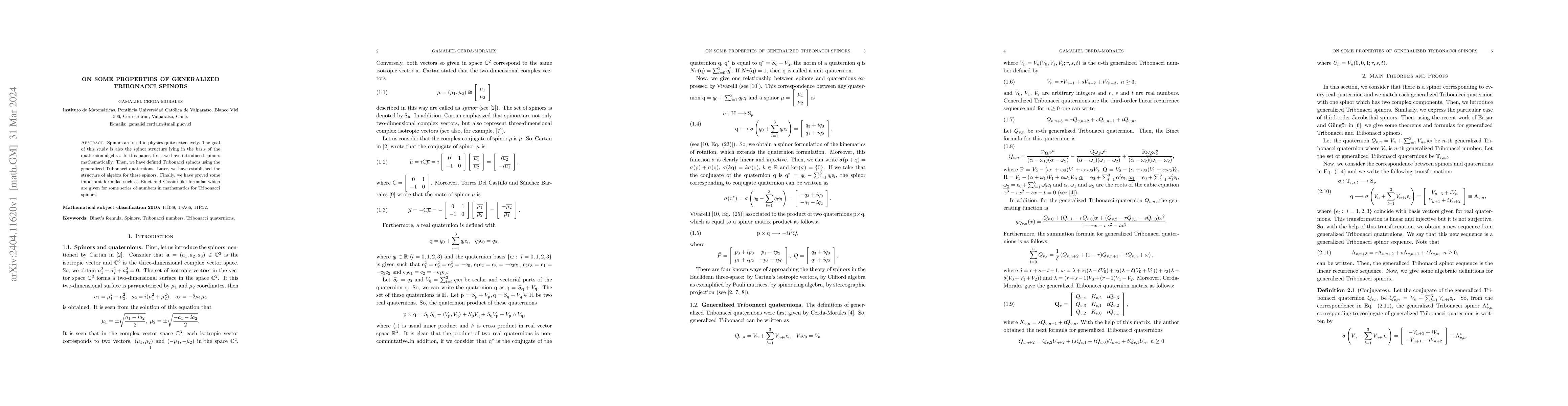 Thumbnail for On some Properties of Generalized Tribonacci Spinors