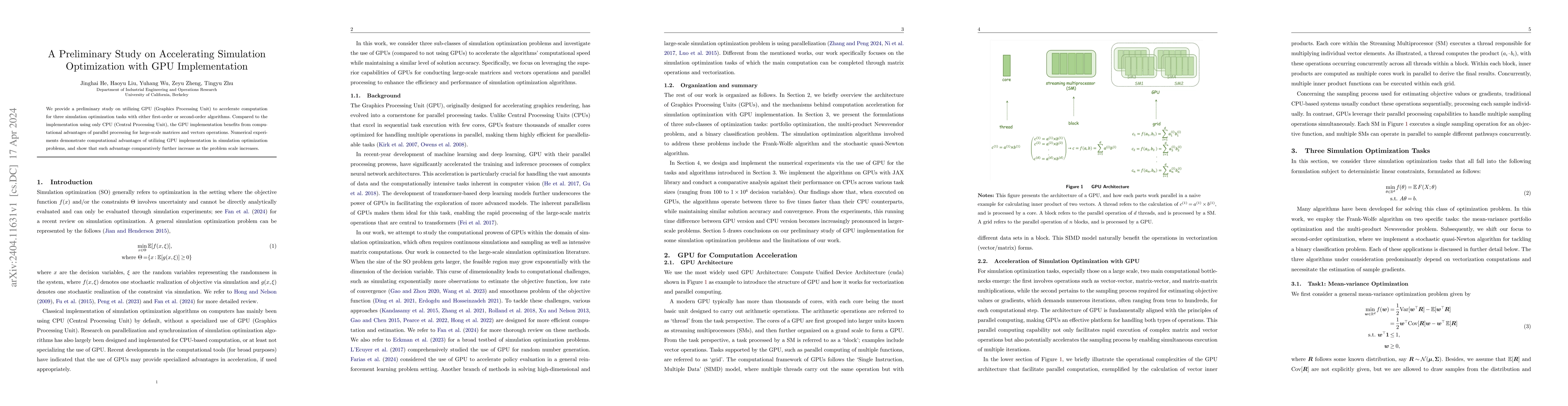 Thumbnail for A Preliminary Study on Accelerating Simulation Optimization with GPU
  Implementation