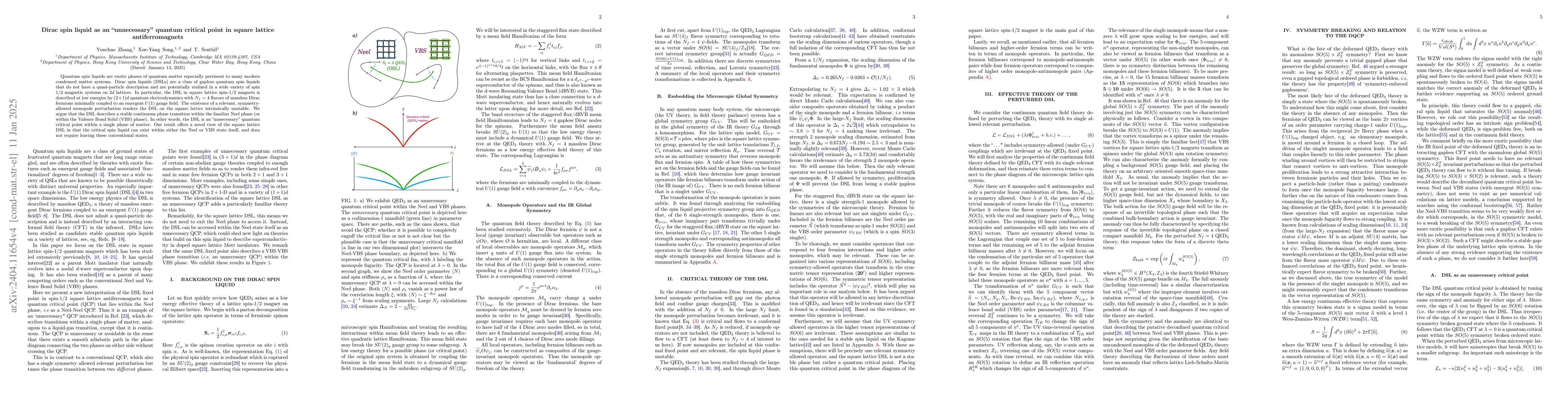 Thumbnail for Dirac spin liquid as an "unnecessary" quantum critical point on square
  lattice antiferromagnets