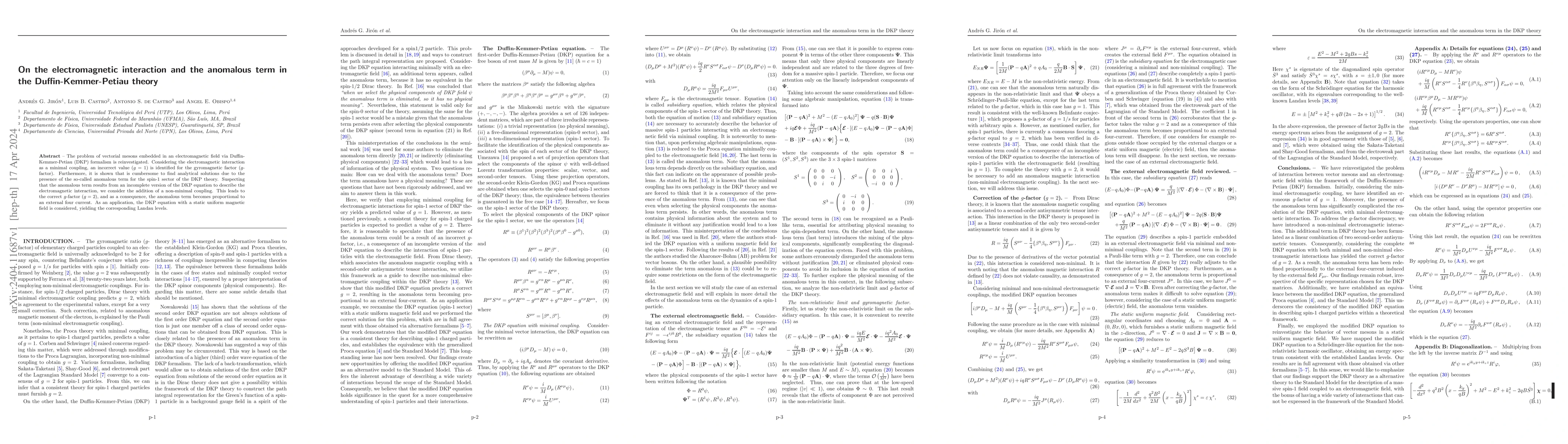 Thumbnail for On the electromagnetic interaction and the anomalous term in the
  Duffin-Kemmer-Petiau theory