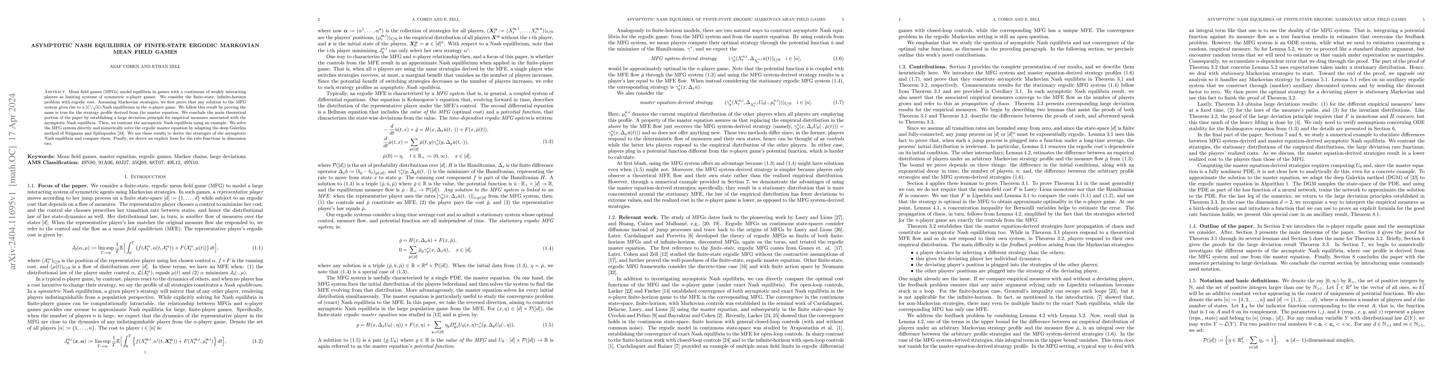 Thumbnail for Asymptotic Nash Equilibria of Finite-State Ergodic Markovian Mean Field
  Games