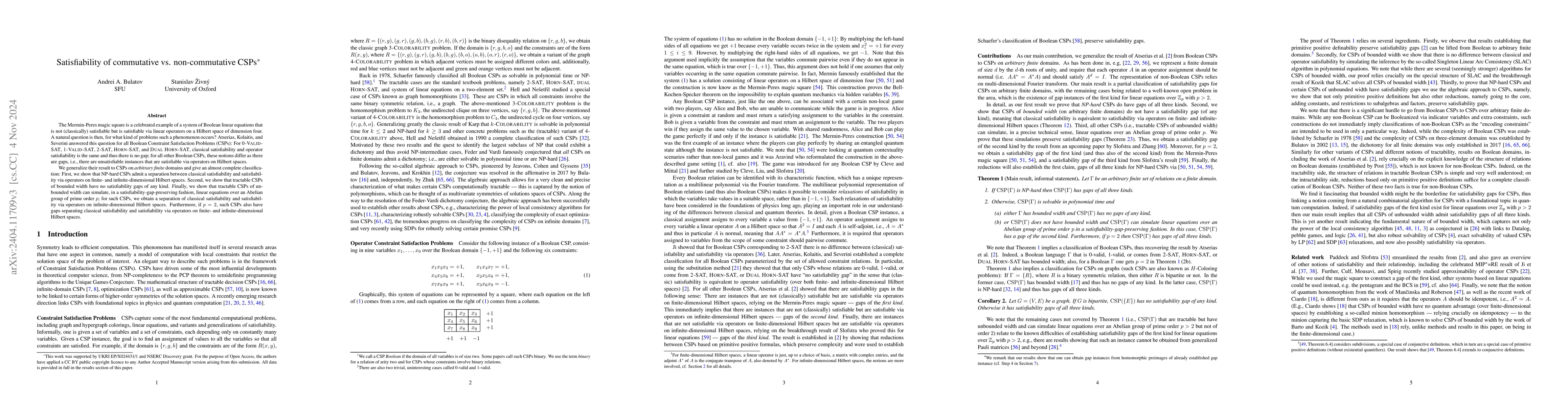 Thumbnail for Satisfiability of commutative vs. non-commutative CSPs