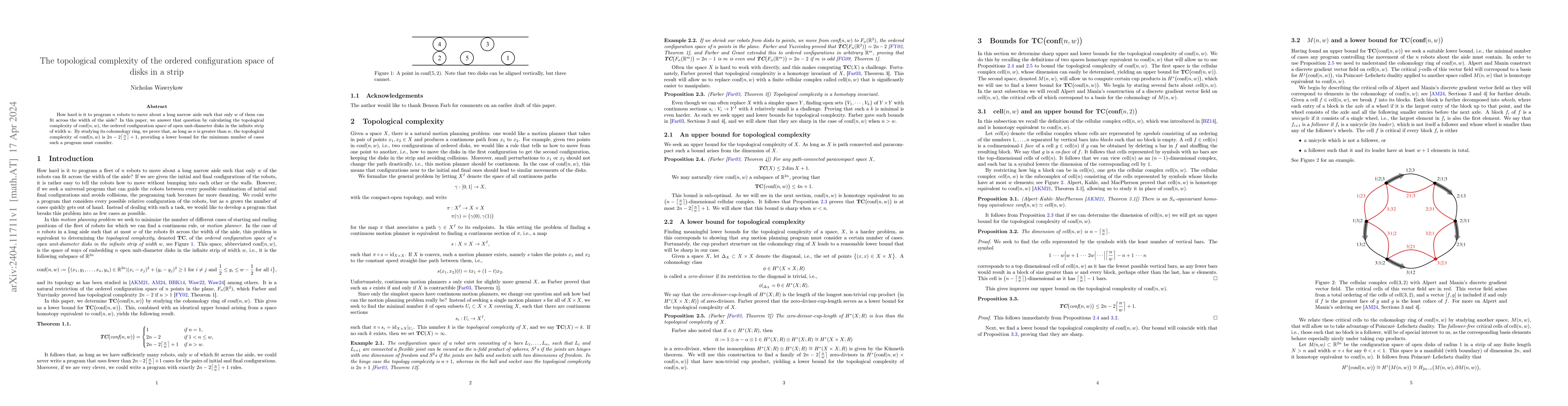 Thumbnail for The topological complexity of the ordered configuration space of disks
  in a strip