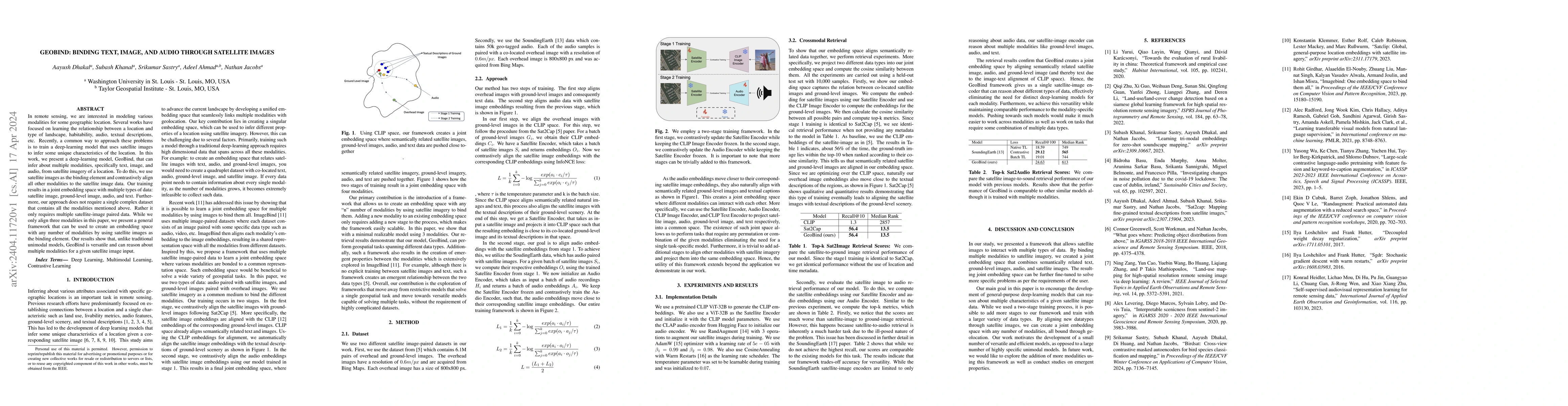Thumbnail for GEOBIND: Binding Text, Image, and Audio through Satellite Images