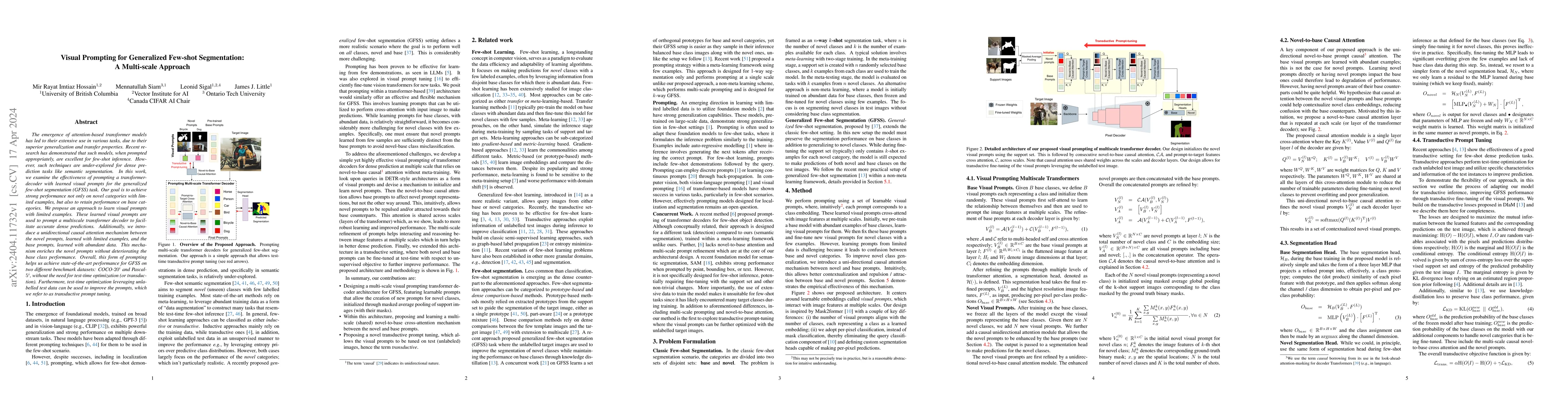 Thumbnail for Visual Prompting for Generalized Few-shot Segmentation: A Multi-scale
  Approach