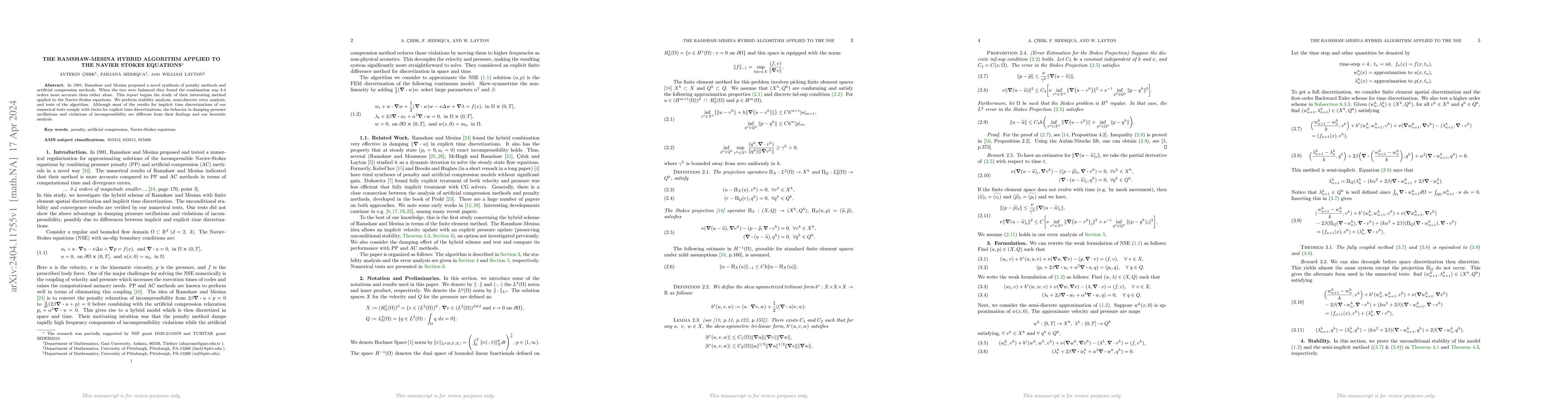 Thumbnail for The Ramshaw-Mesina Hybrid Algorithm applied to the Navier Stokes
  Equations