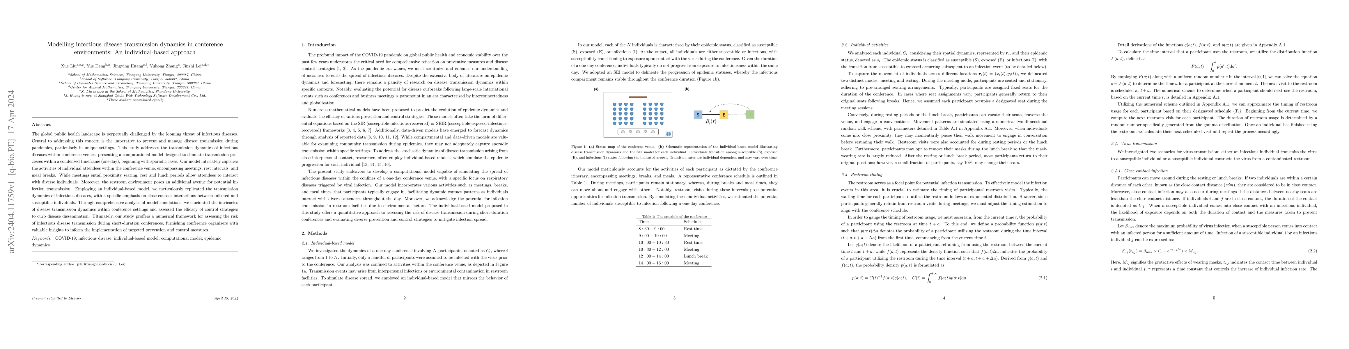 Thumbnail for Modelling infectious disease transmission dynamics in conference
  environments: An individual-based approach