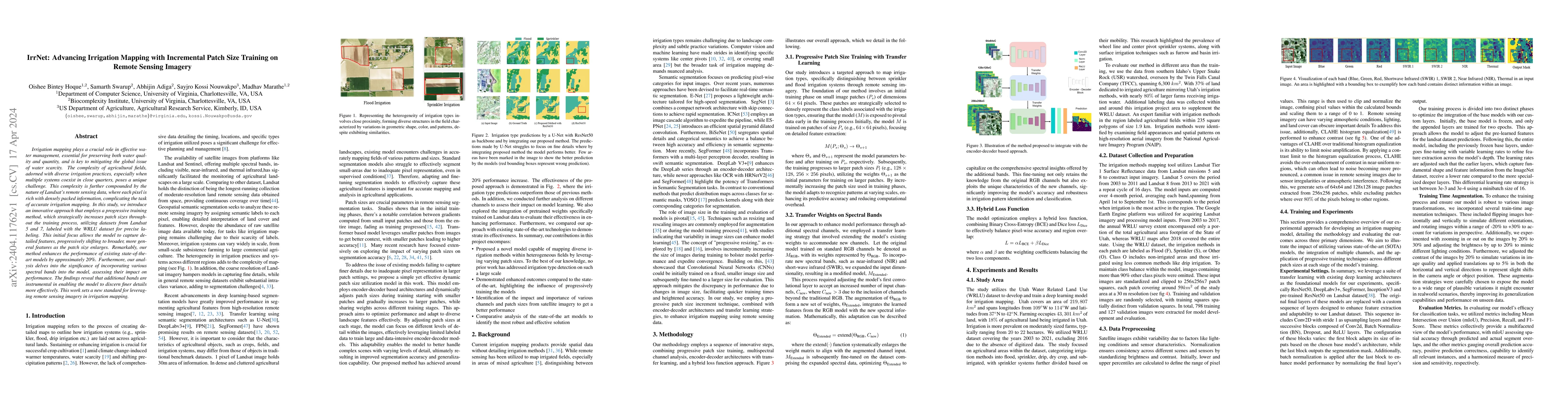 Thumbnail for IrrNet: Advancing Irrigation Mapping with Incremental Patch Size
  Training on Remote Sensing Imagery