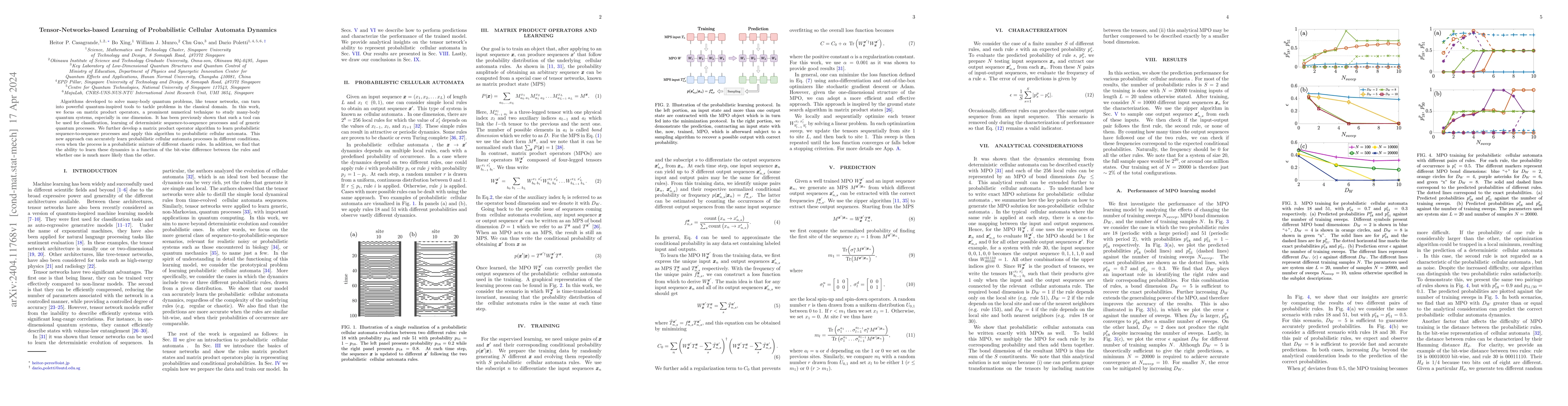 Thumbnail for Tensor-Networks-based Learning of Probabilistic Cellular Automata
  Dynamics