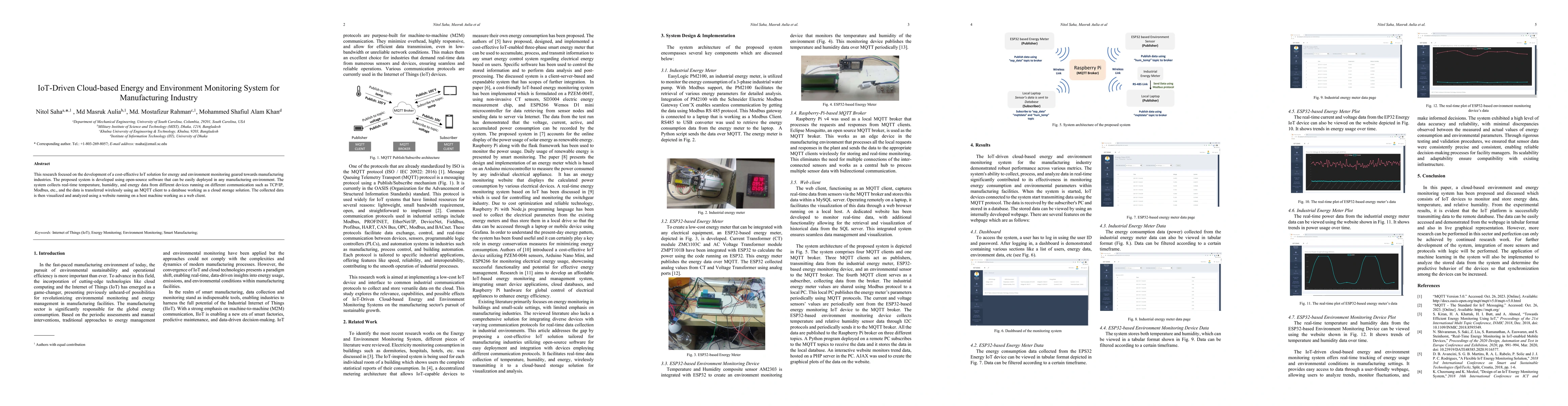 Thumbnail for IoT-Driven Cloud-based Energy and Environment Monitoring System for
  Manufacturing Industry