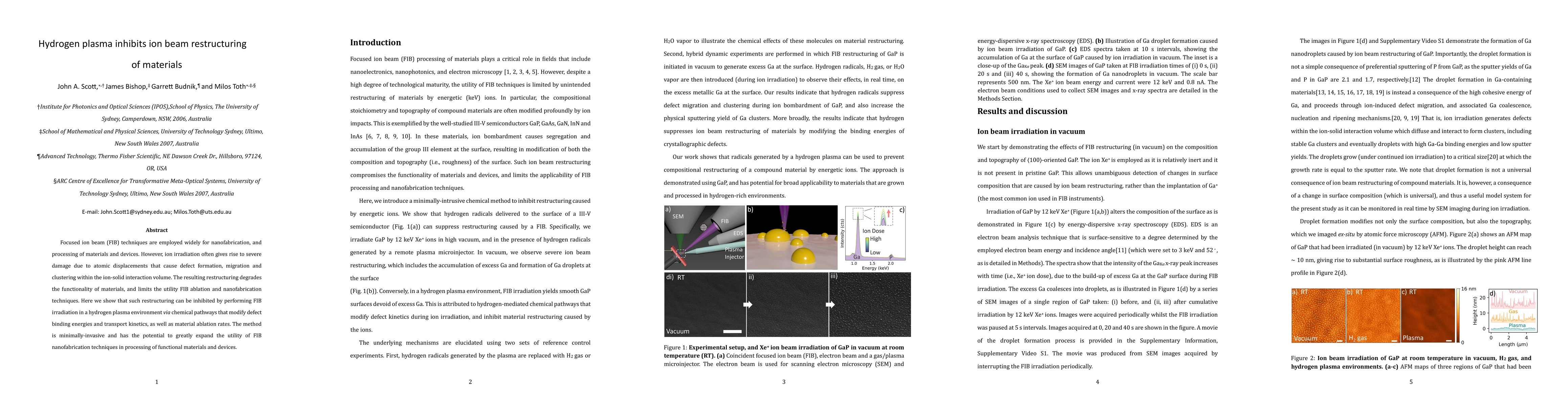 Thumbnail for Hydrogen plasma inhibits ion beam restructuring of materials