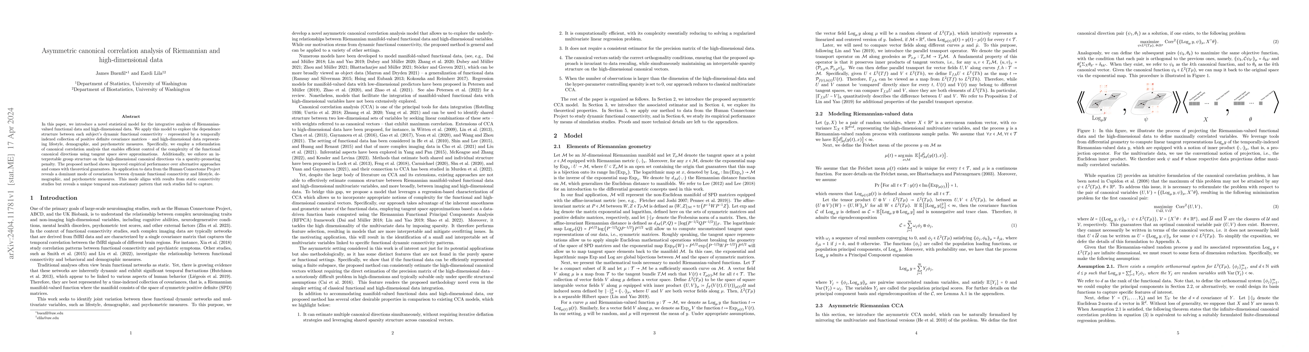 Thumbnail for Asymmetric canonical correlation analysis of Riemannian and
  high-dimensional data