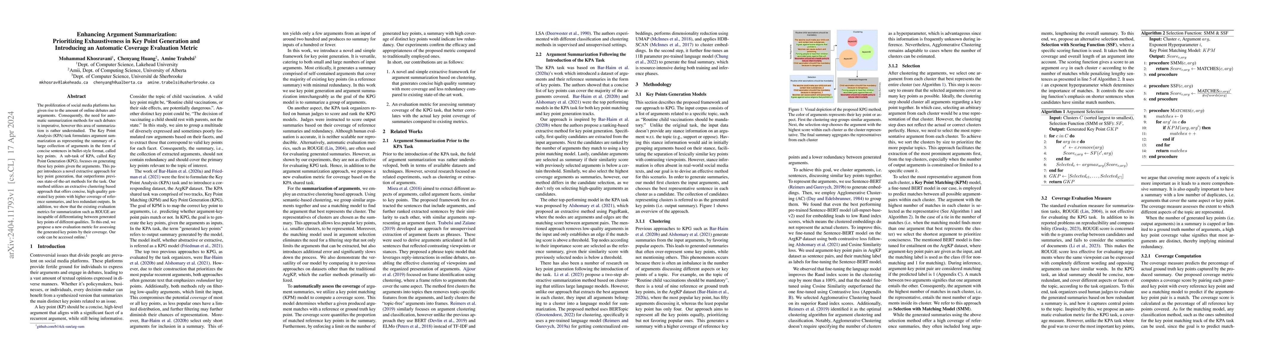 Thumbnail for Enhancing Argument Summarization: Prioritizing Exhaustiveness in Key
  Point Generation and Introducing an Automatic Coverage Evaluation Metric
