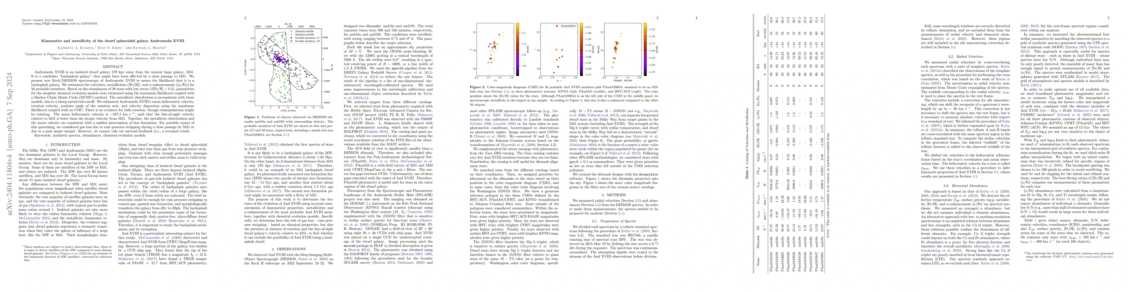 Thumbnail for Kinematics and metallicity of the dwarf spheroidal galaxy Andromeda
  XVIII