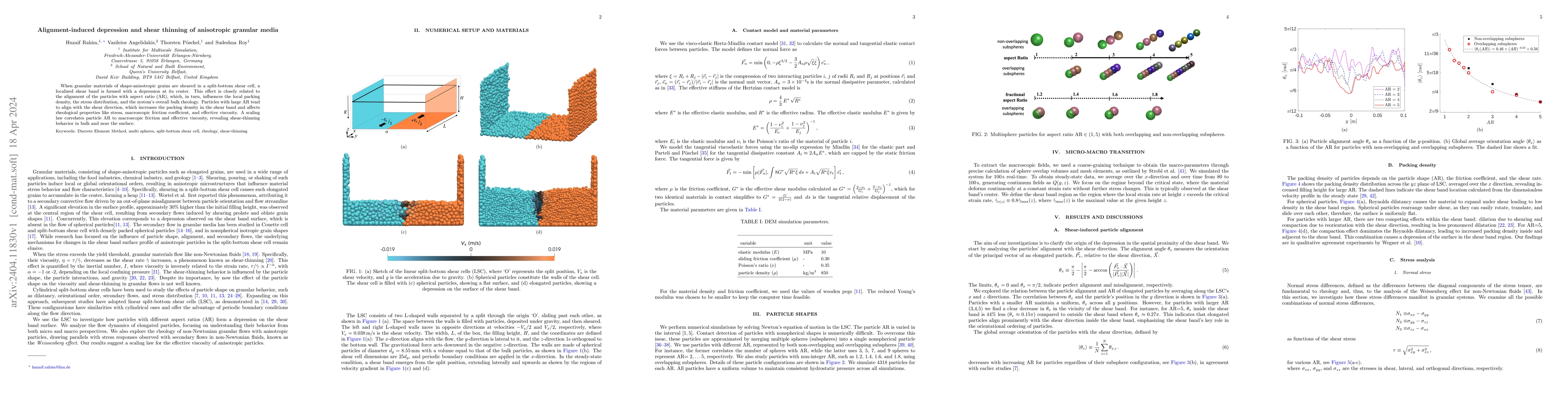 Thumbnail for Alignment-induced depression and shear thinning of anisotropic granular
  media