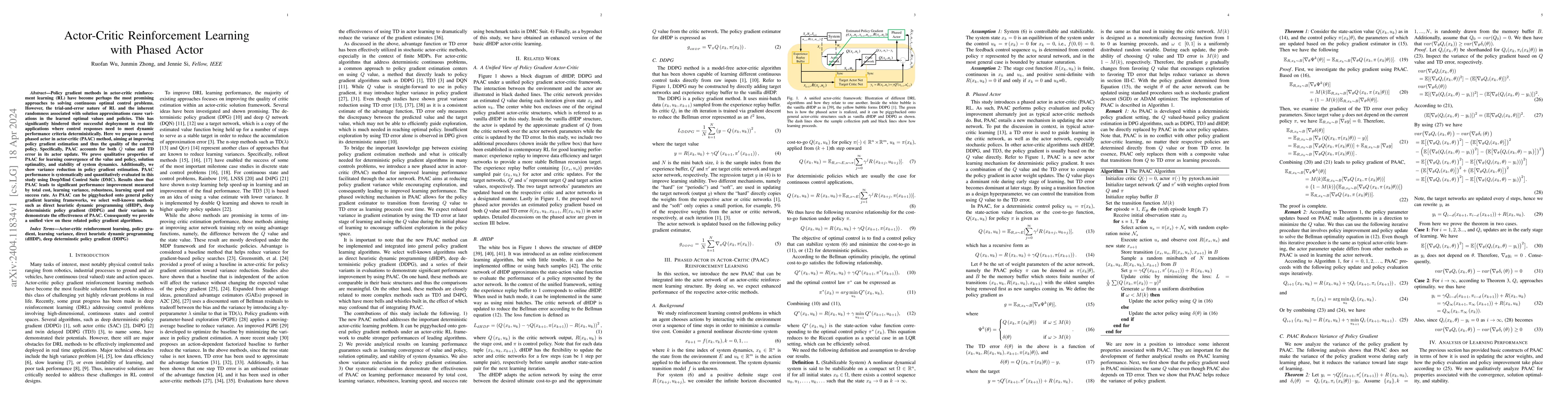 Thumbnail for Actor-Critic Reinforcement Learning with Phased Actor