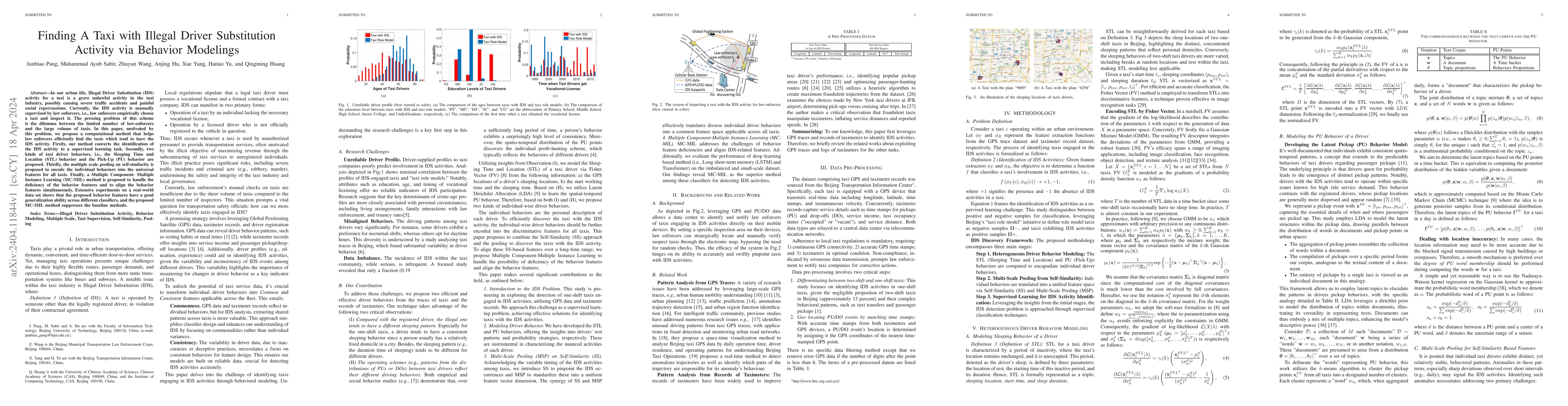 Thumbnail for Finding A Taxi with Illegal Driver Substitution Activity via Behavior
  Modelings