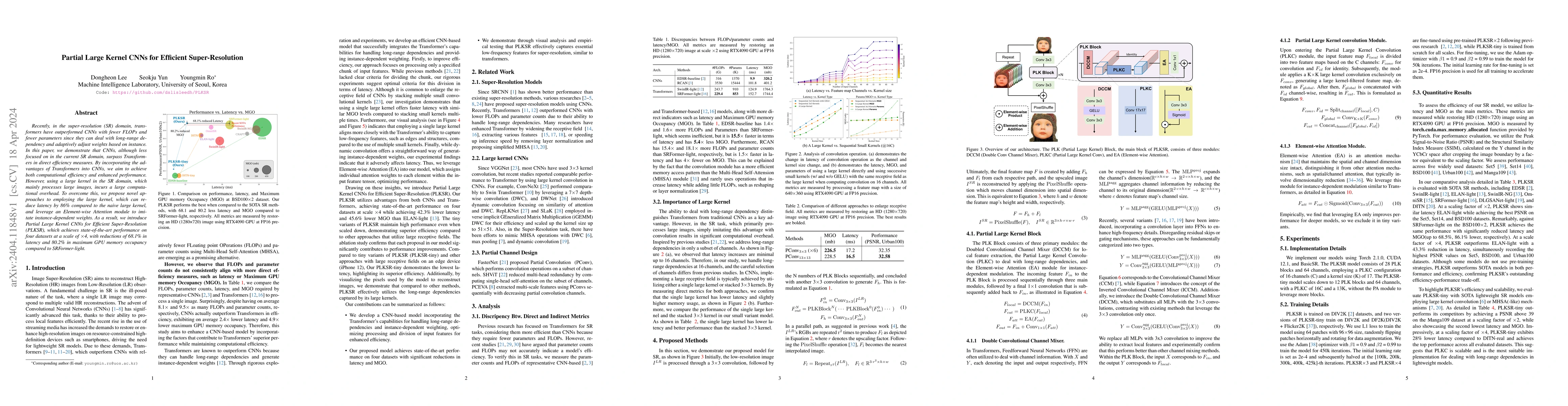 Thumbnail for Partial Large Kernel CNNs for Efficient Super-Resolution
