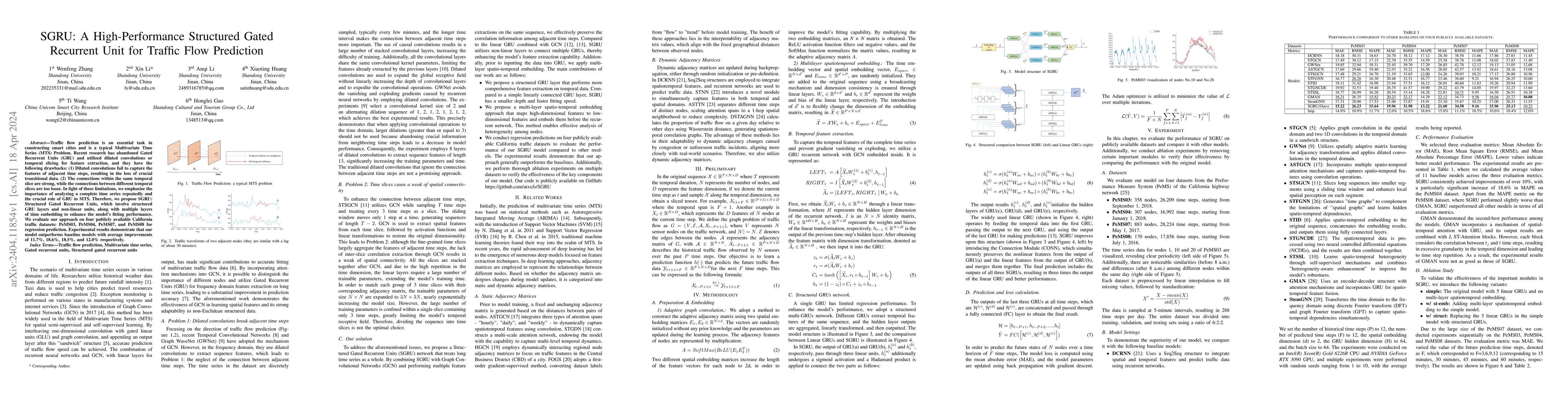 Thumbnail for SGRU: A High-Performance Structured Gated Recurrent Unit for Traffic
  Flow Prediction