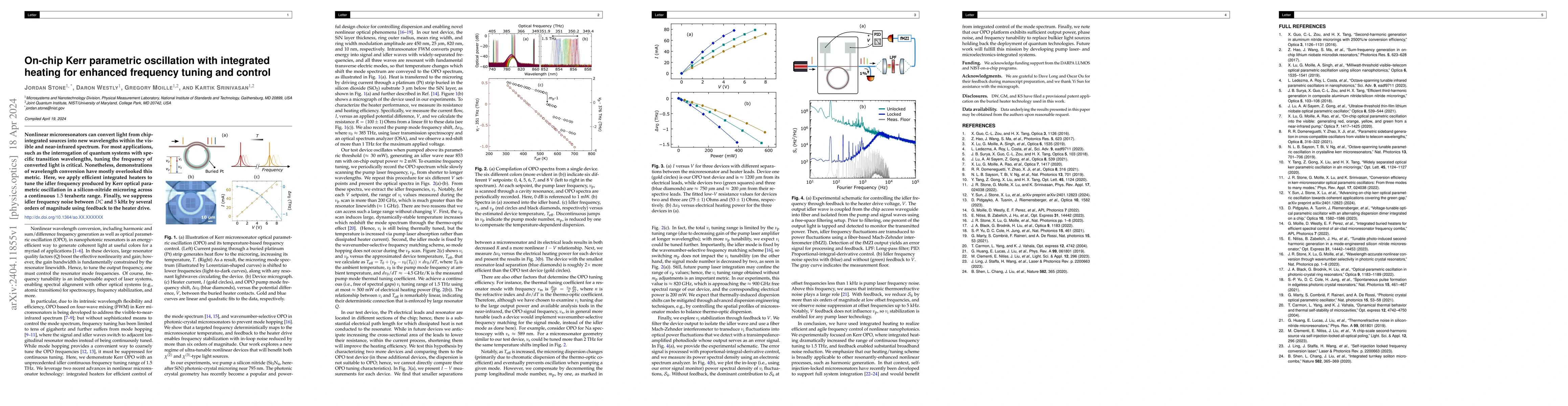 Thumbnail for On-chip Kerr parametric oscillation with integrated heating for enhanced
  frequency tuning and control