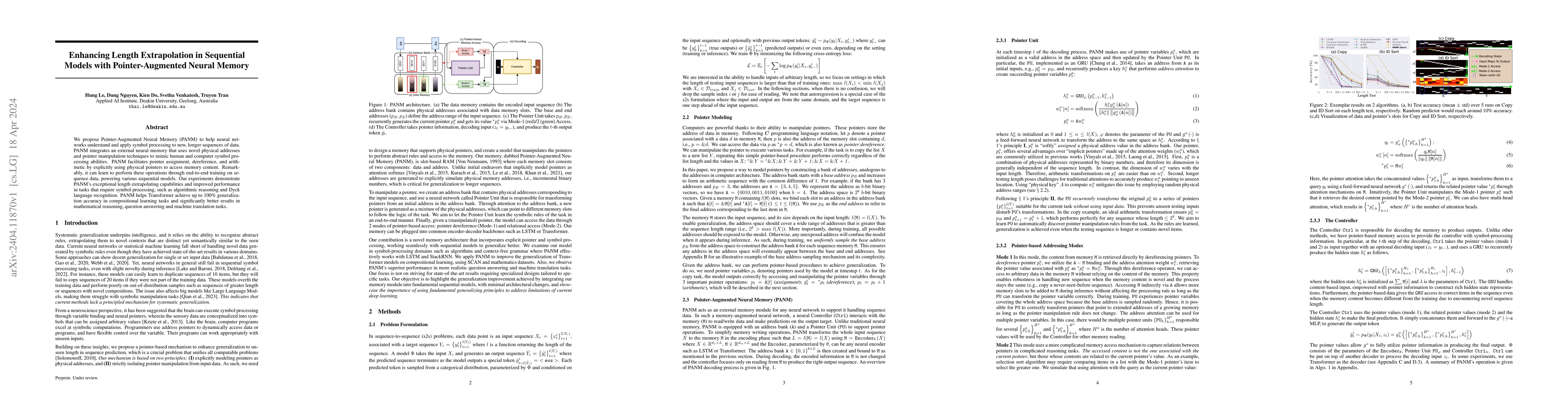 Thumbnail for Enhancing Length Extrapolation in Sequential Models with
  Pointer-Augmented Neural Memory