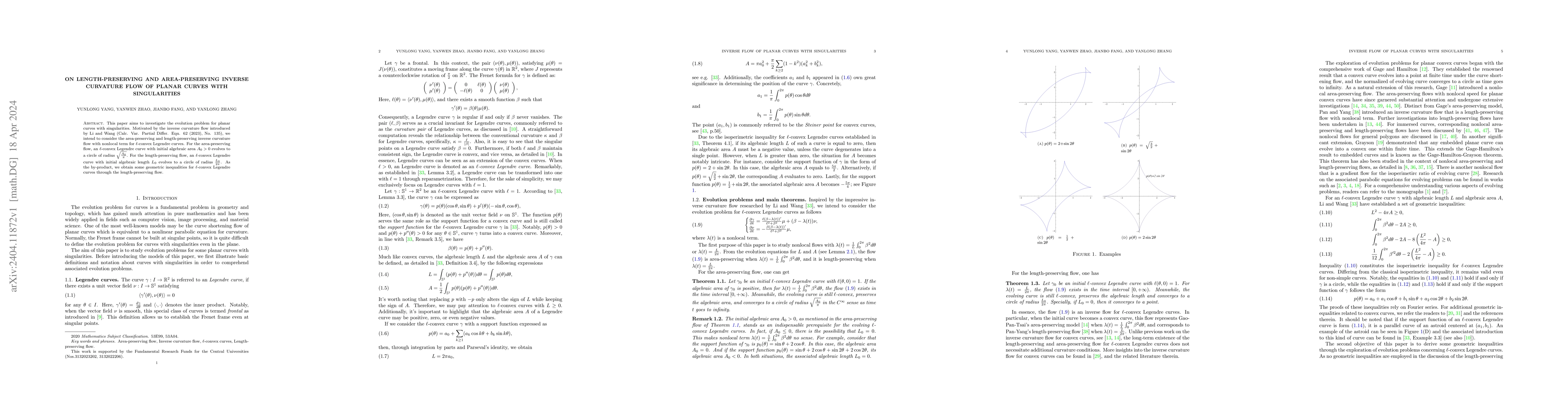 Thumbnail for On length-preserving and area-preserving inverse curvature flow of
  planar curves with singularities