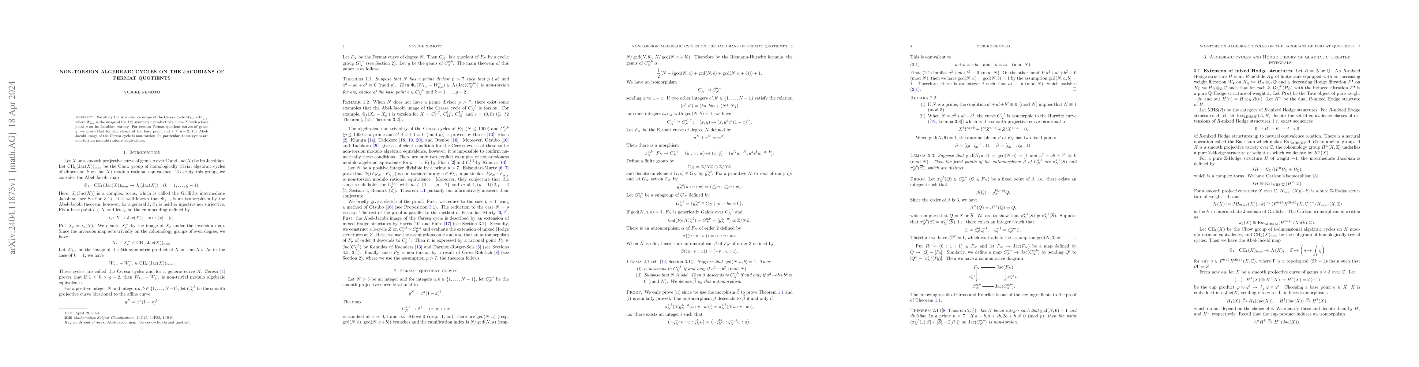 Thumbnail for Non-torsion algebraic cycles on the Jacobians of Fermat quotients