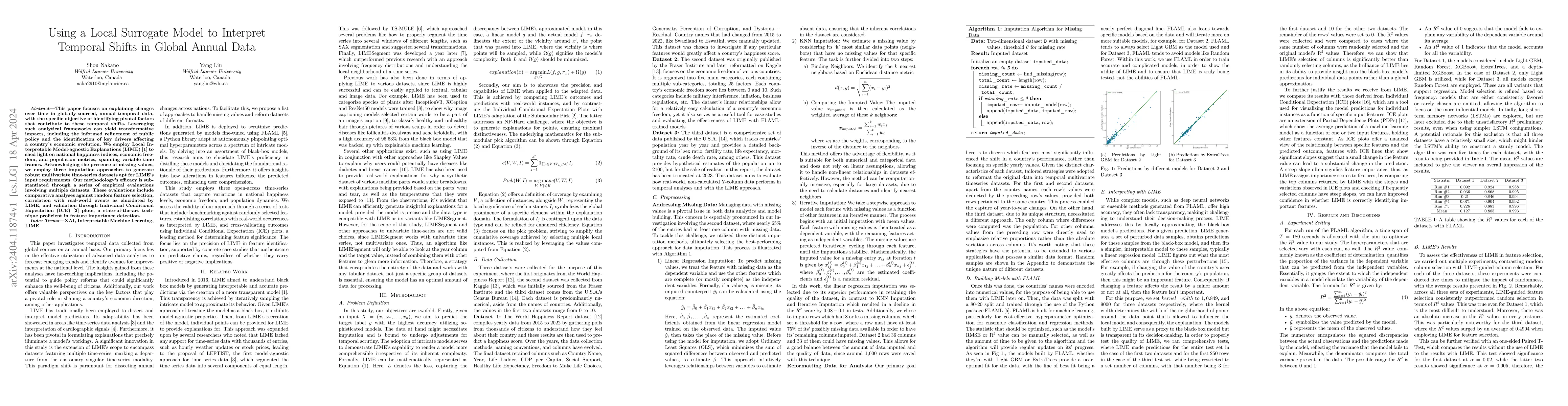 Thumbnail for Using a Local Surrogate Model to Interpret Temporal Shifts in Global
  Annual Data
