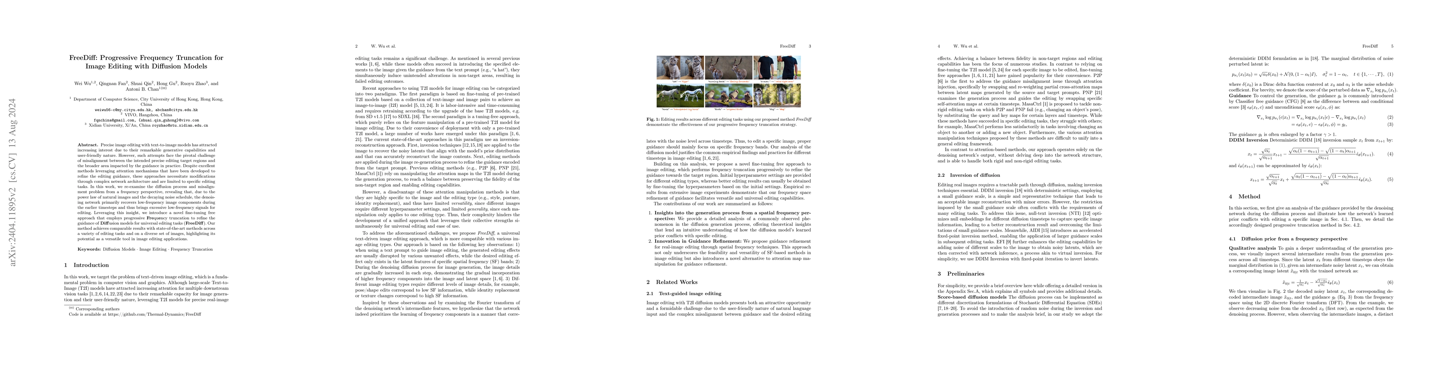 Thumbnail for FreeDiff: Progressive Frequency Truncation for Image Editing with
  Diffusion Models