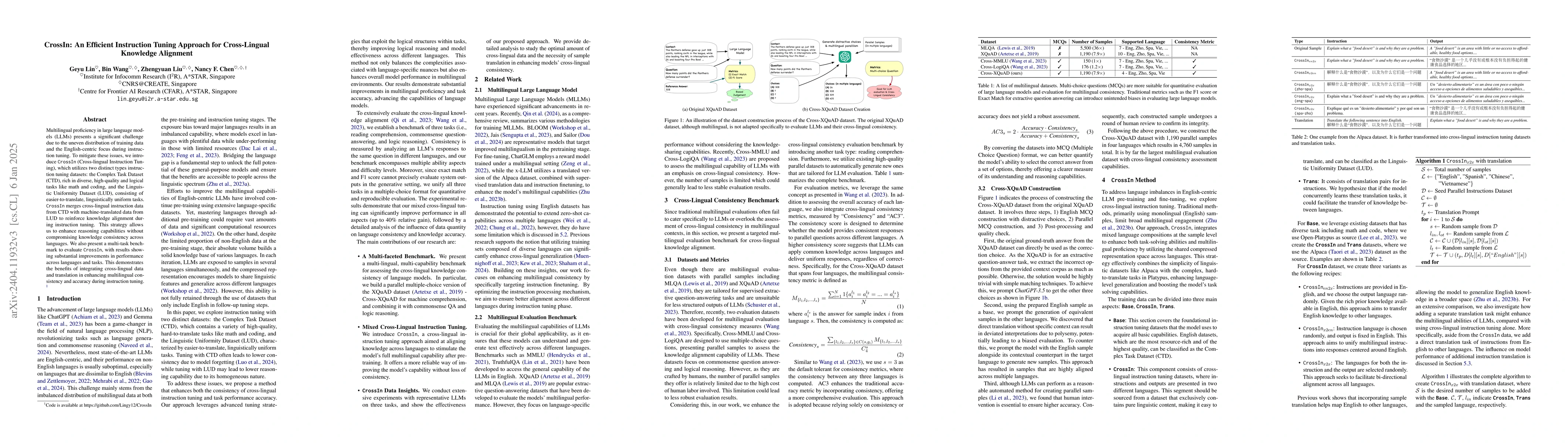 Thumbnail for CrossIn: An Efficient Instruction Tuning Approach for Cross-Lingual
  Knowledge Alignment