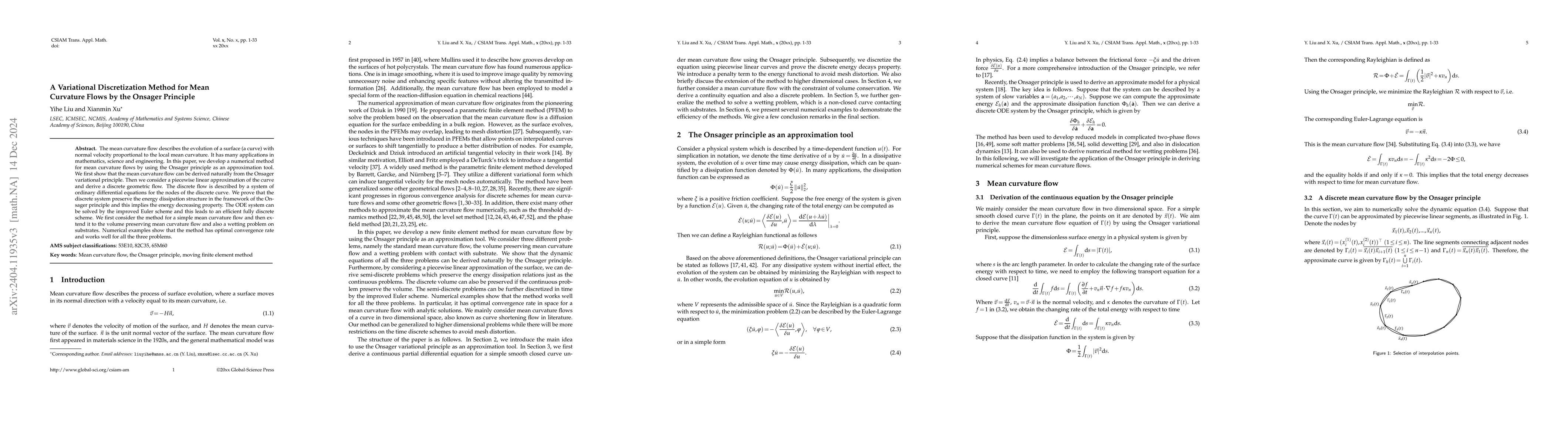 Thumbnail for A variational discretization method for mean curvature flows by the
  Onsager principle