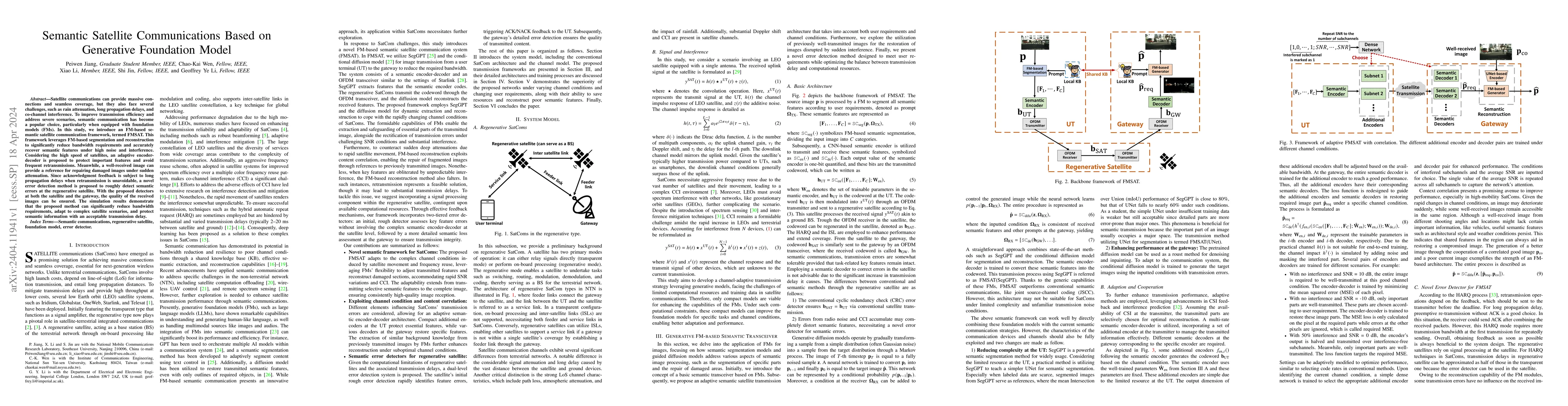 Thumbnail for Semantic Satellite Communications Based on Generative Foundation Model