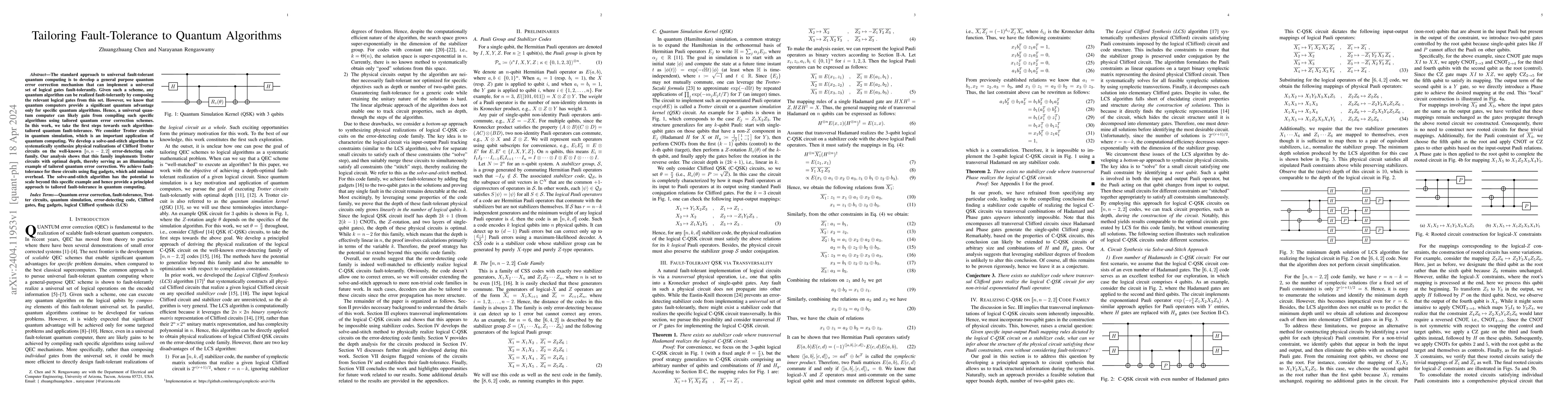 Thumbnail for Tailoring Fault-Tolerance to Quantum Algorithms